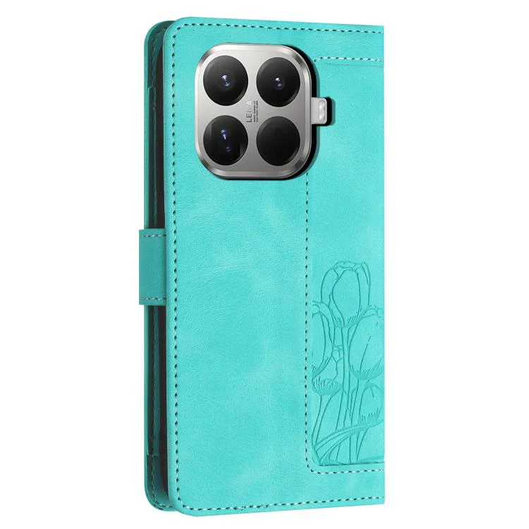 For Xiaomi 17T 5G Tulips Embossed Leather Phone Case with Lanyard(Green) - Image 3