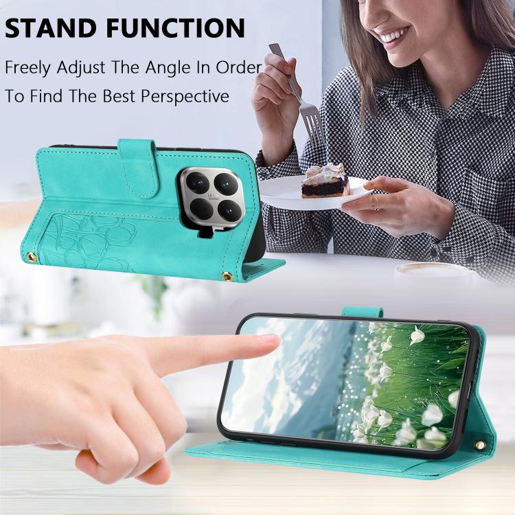 For Xiaomi 17T 5G Tulips Embossed Leather Phone Case with Lanyard(Green) - Image 5
