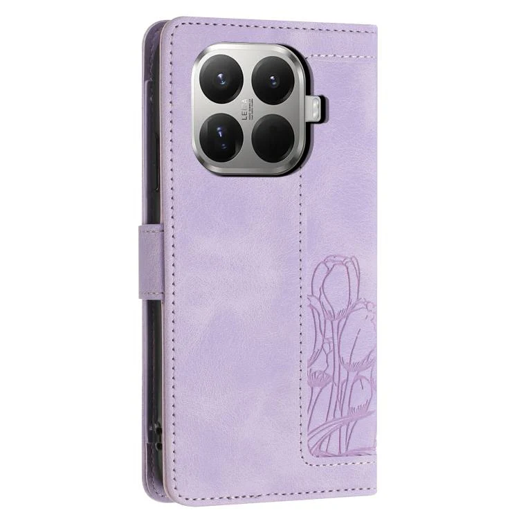 For Xiaomi 17T 5G Tulips Embossed Leather Phone Case with Lanyard(Purple) - Image 3