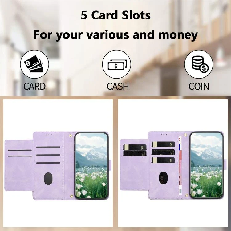 For Xiaomi 17T 5G Tulips Embossed Leather Phone Case with Lanyard(Purple) - Image 4