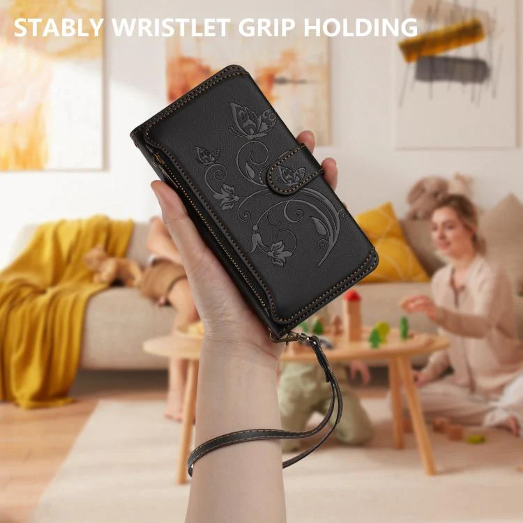 For Xiaomi 17T Pro 5G Butterfly Love Flower Multi-card Zipper Wallet Leather Phone Case(Black) - Image 6