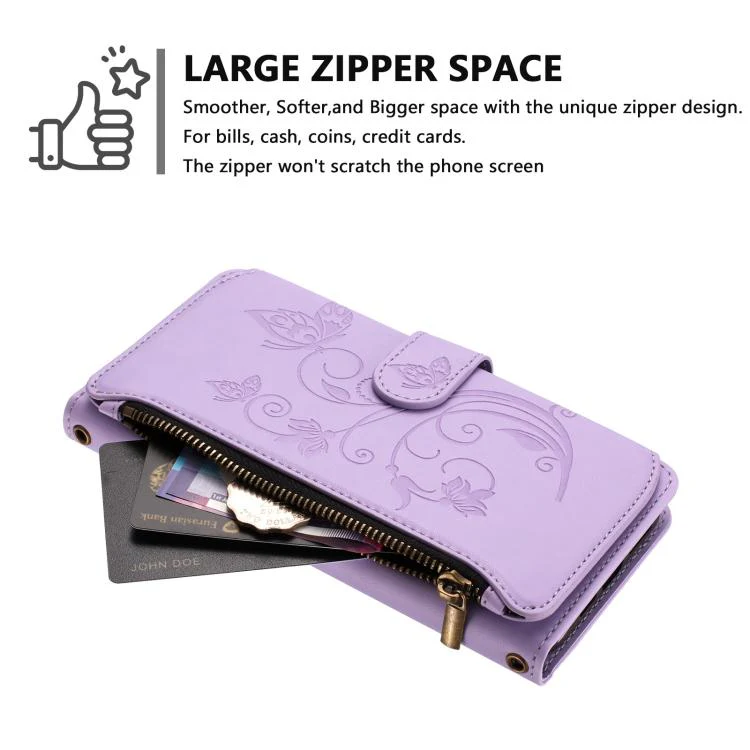 For Xiaomi 17T Pro 5G Butterfly Love Flower Multi-card Zipper Wallet Leather Phone Case(Light Purple) - Image 4