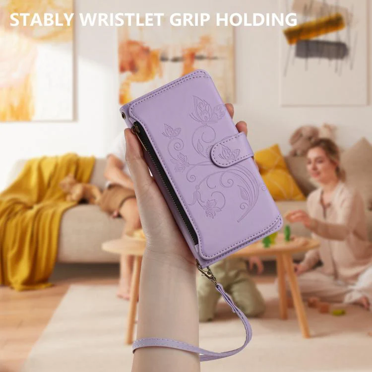 For Xiaomi 17T Pro 5G Butterfly Love Flower Multi-card Zipper Wallet Leather Phone Case(Light Purple) - Image 6