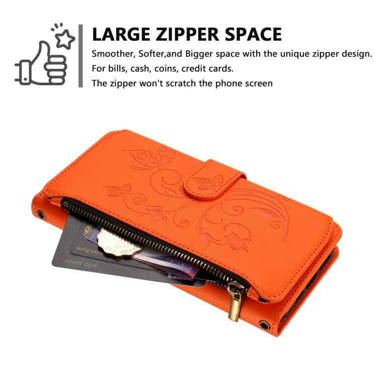 For Xiaomi 17T Pro 5G Butterfly Love Flower Multi-card Zipper Wallet Leather Phone Case(Orange) - Image 4