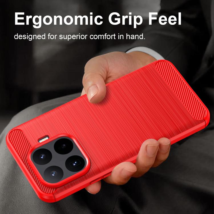 For Xiaomi 17T Pro 5G Carbon Fiber Brushed Texture TPU Phone Case(Red) - Image 2