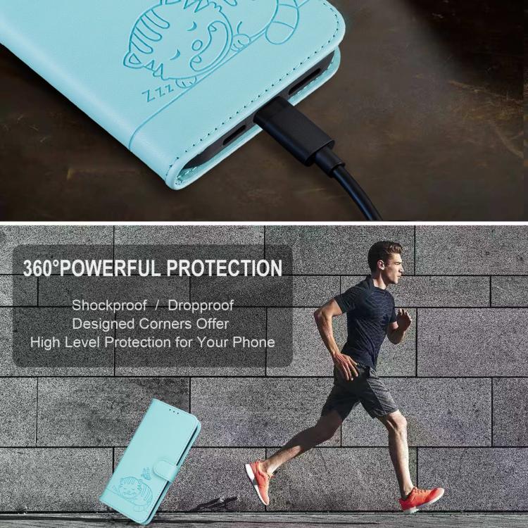 For Xiaomi 17T Pro 5G Cat Butterfly Embossed RFID Vegan Leather Phone Case with Strap(Light Green) - Image 8