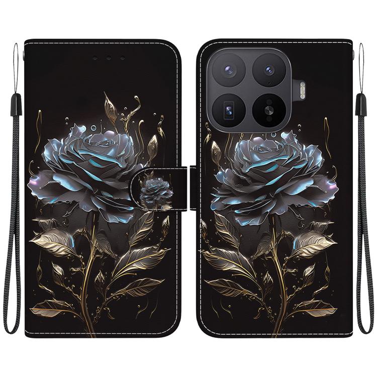 For Xiaomi 17T Pro 5G Crystal Texture Colored Drawing Leather Phone Case(Black Rose)