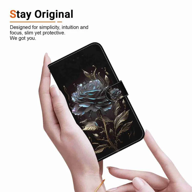 For Xiaomi 17T Pro 5G Crystal Texture Colored Drawing Leather Phone Case(Black Rose) - Image 6