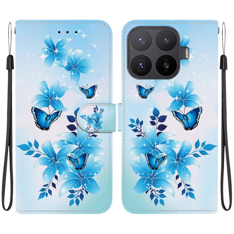 For Xiaomi 17T Pro 5G Crystal Texture Colored Drawing Leather Phone Case(Blue Butterflies)