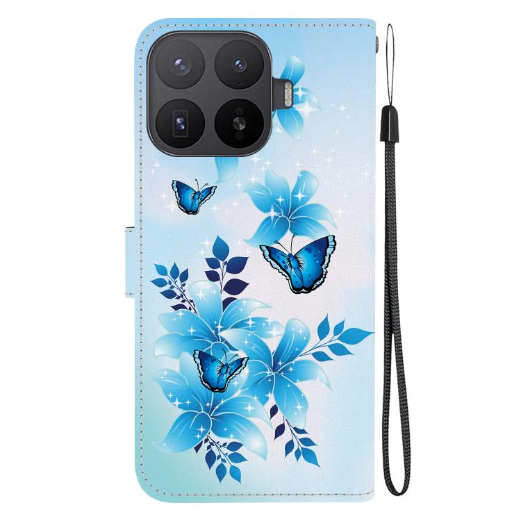For Xiaomi 17T Pro 5G Crystal Texture Colored Drawing Leather Phone Case(Blue Butterflies) - Image 3
