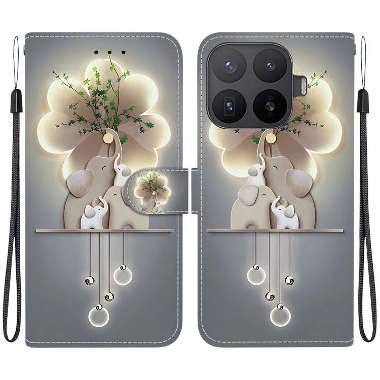 For Xiaomi 17T Pro 5G Crystal Texture Colored Drawing Leather Phone Case(Elephants)