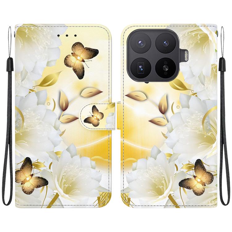 For Xiaomi 17T Pro 5G Crystal Texture Colored Drawing Leather Phone Case(Gold Butterfly Epiphyllum)