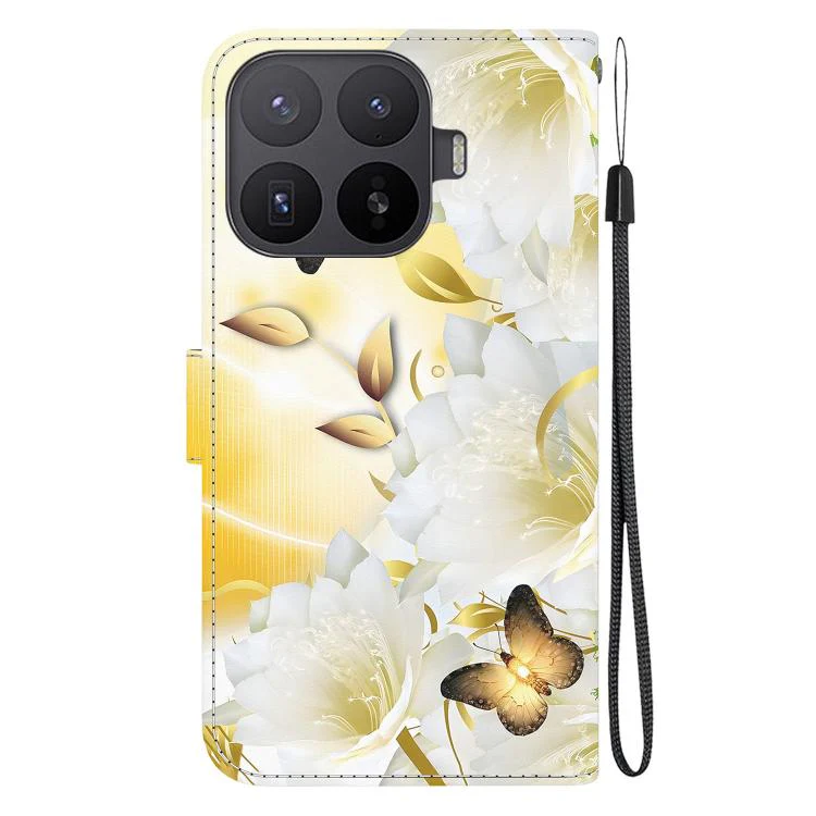For Xiaomi 17T Pro 5G Crystal Texture Colored Drawing Leather Phone Case(Gold Butterfly Epiphyllum) - Image 3