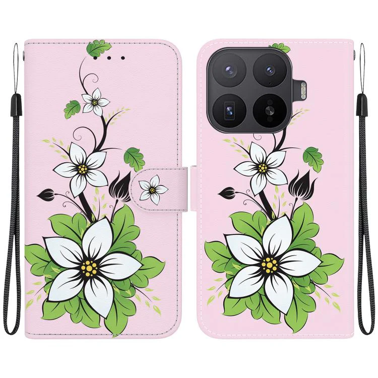 For Xiaomi 17T Pro 5G Crystal Texture Colored Drawing Leather Phone Case(Lily)