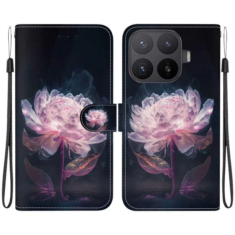 For Xiaomi 17T Pro 5G Crystal Texture Colored Drawing Leather Phone Case(Purple Peony)