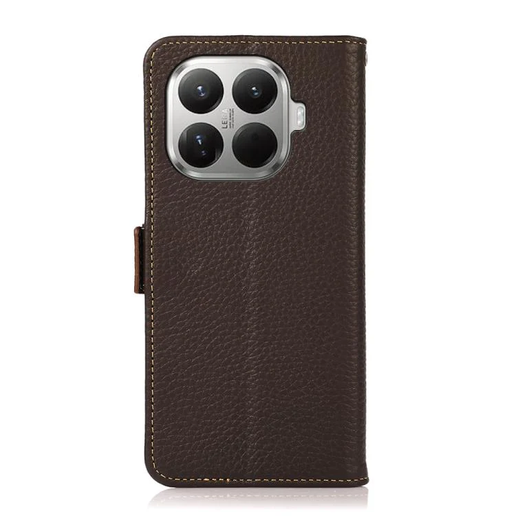 For Xiaomi 17T Pro 5G KHAZNEH Side-Magnetic Litchi Genuine Leather RFID Phone Case(Brown) - Image 3