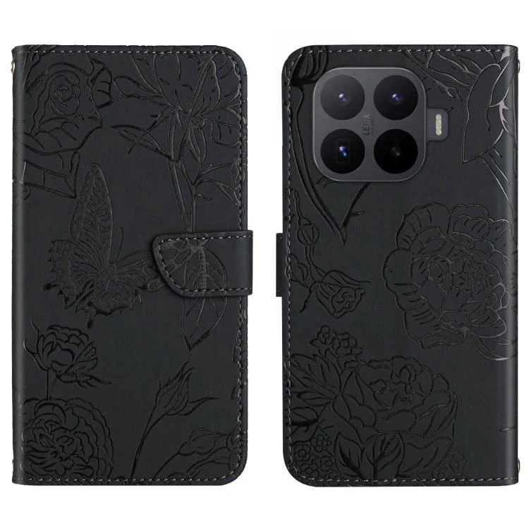 For Xiaomi 17T Pro 5G Skin Feel Butterfly Embossed Flip Leather Phone Case(Black)