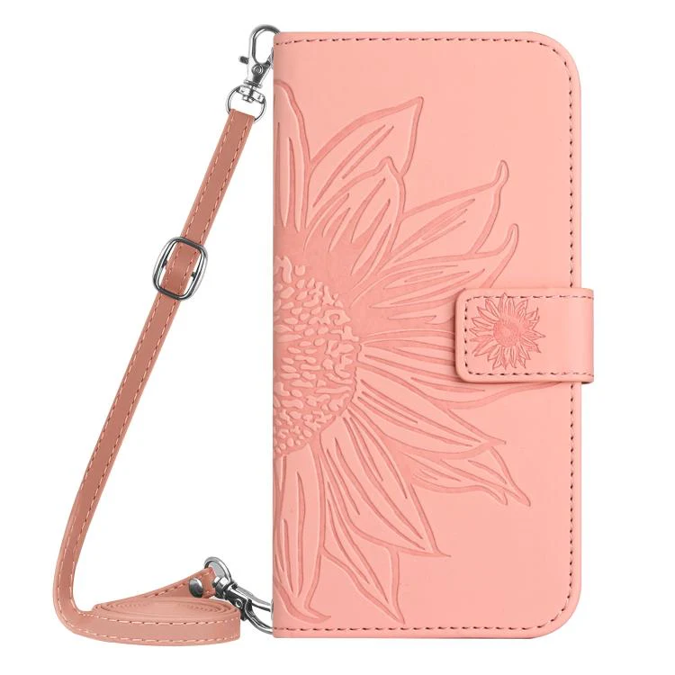 For Xiaomi 17T Pro 5G Skin Feel Sun Flower Embossed Flip Leather Phone Case with Lanyard(Pink) - Image 2