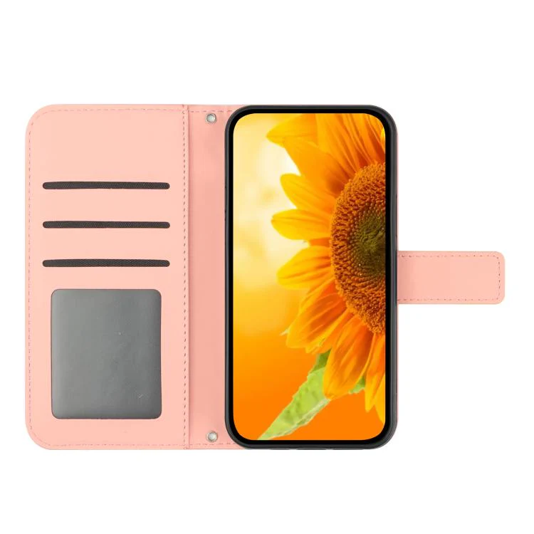 For Xiaomi 17T Pro 5G Skin Feel Sun Flower Embossed Flip Leather Phone Case with Lanyard(Pink) - Image 3