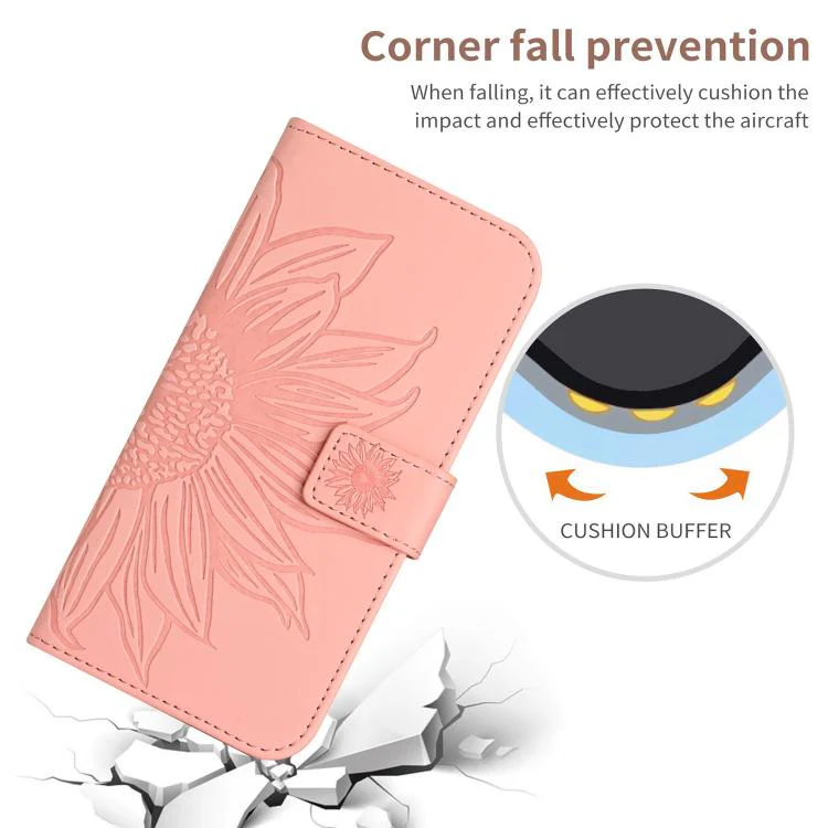 For Xiaomi 17T Pro 5G Skin Feel Sun Flower Embossed Flip Leather Phone Case with Lanyard(Pink) - Image 5