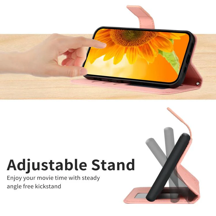 For Xiaomi 17T Pro 5G Skin Feel Sun Flower Embossed Flip Leather Phone Case with Lanyard(Pink) - Image 6