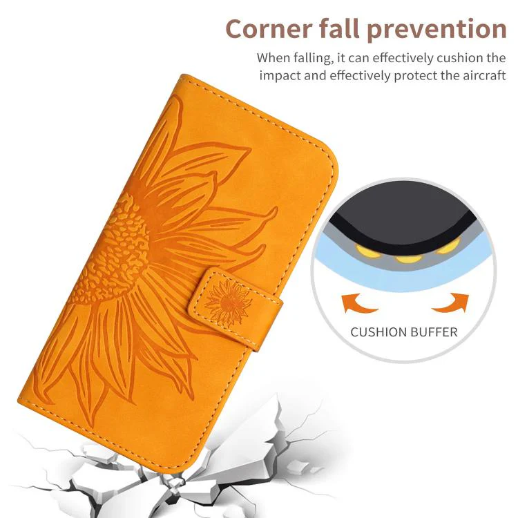 For Xiaomi 17T Pro 5G Skin Feel Sun Flower Embossed Flip Leather Phone Case with Lanyard(Yellow) - Image 5