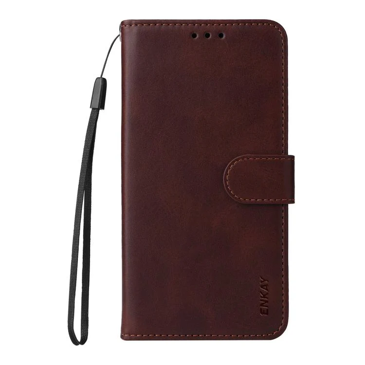 For Xiaomi 17T Pro ENKAY Card Wallet Calf Texture Leather Phone Case with 0.18mm High Aluminum-silicon Glass Film(Brown) - Image 2