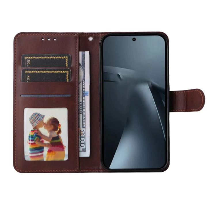 For Xiaomi 17T Pro ENKAY Card Wallet Calf Texture Leather Phone Case with 0.18mm High Aluminum-silicon Glass Film(Brown) - Image 3