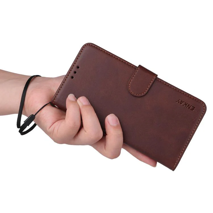 For Xiaomi 17T Pro ENKAY Card Wallet Calf Texture Leather Phone Case with 0.18mm High Aluminum-silicon Glass Film(Brown) - Image 4