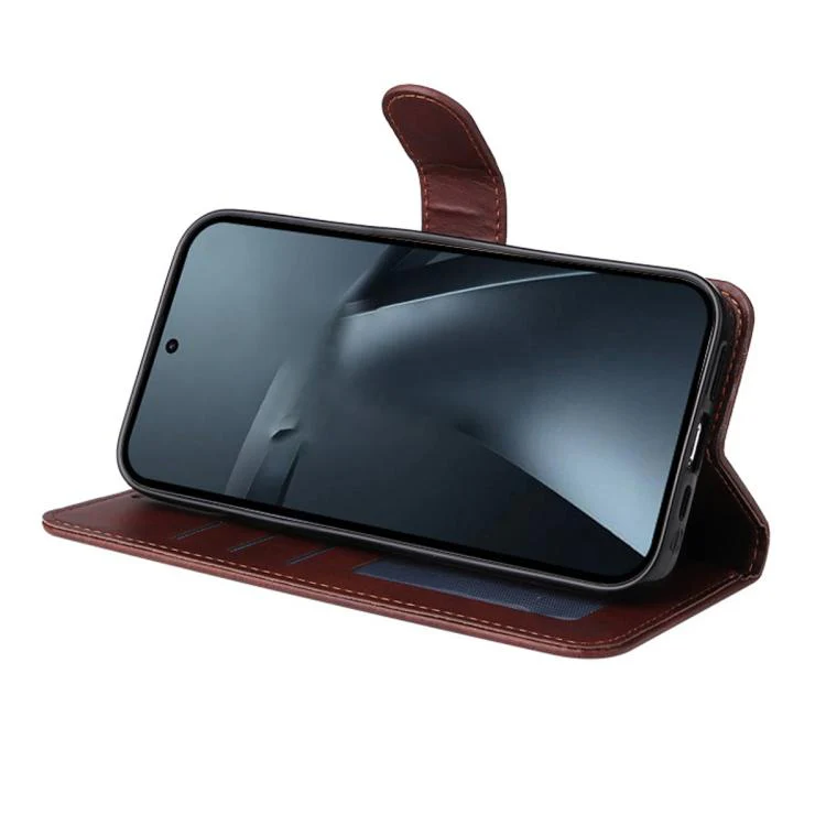 For Xiaomi 17T Pro ENKAY Card Wallet Calf Texture Leather Phone Case with 0.18mm High Aluminum-silicon Glass Film(Brown) - Image 6