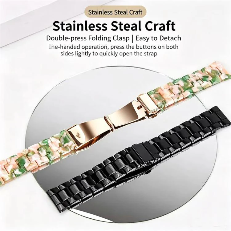 For Xiaomi Band 10 Pro / Redmi Watch 6 / 5 Butterfly Clasp Three Beads Resin Watch Band with Removal Tool(Powder Green) - Image 4