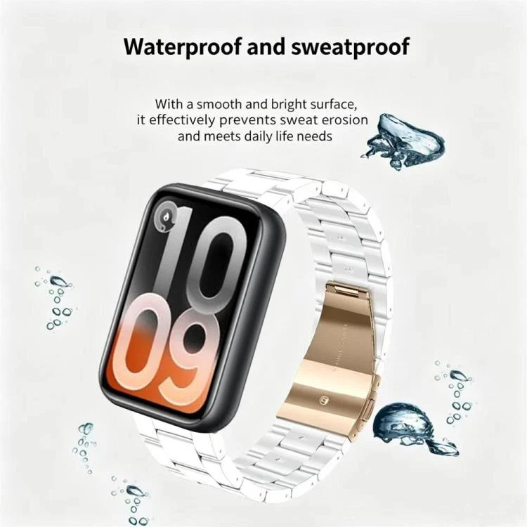For Xiaomi Band 10 Pro / Redmi Watch 6 / 5 Butterfly Clasp Three Beads Resin Watch Band with Removal Tool(Powder White) - Image 6
