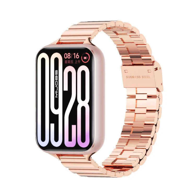 For Xiaomi Band 10 Pro / Redmi Watch 6 / 5 MIJOBS Bamboo-Link Buckle Stainless Steel Watch Band(Rose Gold)