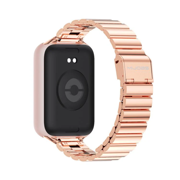 For Xiaomi Band 10 Pro / Redmi Watch 6 / 5 MIJOBS Bamboo-Link Buckle Stainless Steel Watch Band(Rose Gold) - Image 3