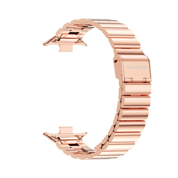 For Xiaomi Band 10 Pro / Redmi Watch 6 / 5 MIJOBS Bamboo-Link Buckle Stainless Steel Watch Band(Rose Gold) - Image 4