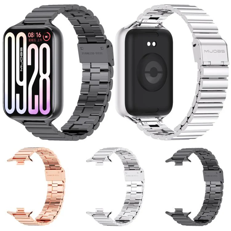 For Xiaomi Band 10 Pro / Redmi Watch 6 / 5 MIJOBS Bamboo-Link Buckle Stainless Steel Watch Band(Rose Gold) - Image 5