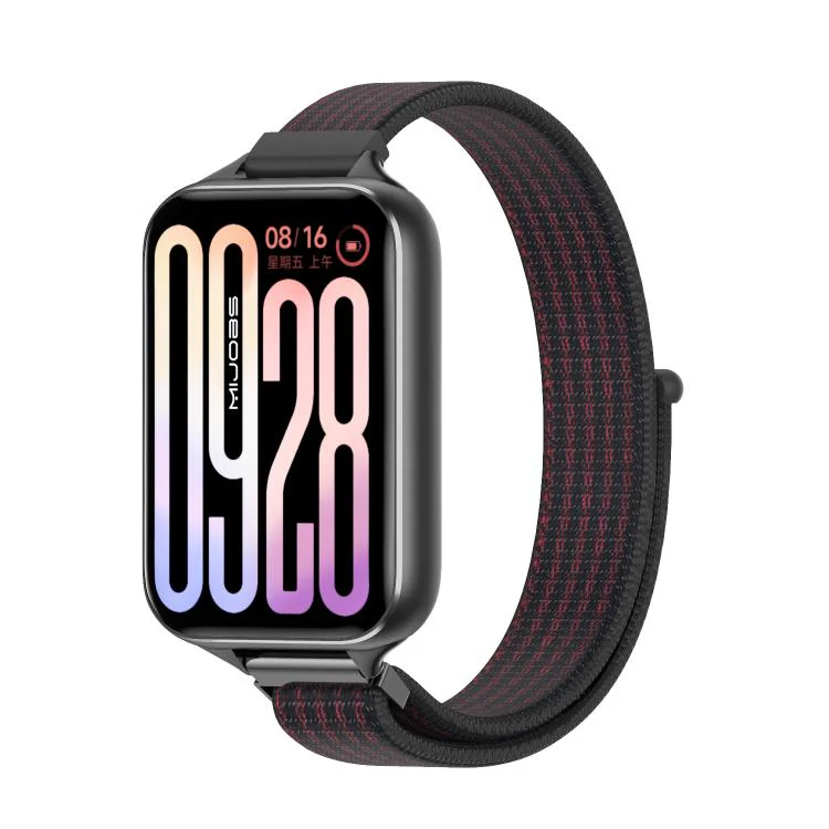 For Xiaomi Band 10 Pro / Redmi Watch 6 / 5 MIJOBS Breathable Nylon Loop Watch Band(Black Red)