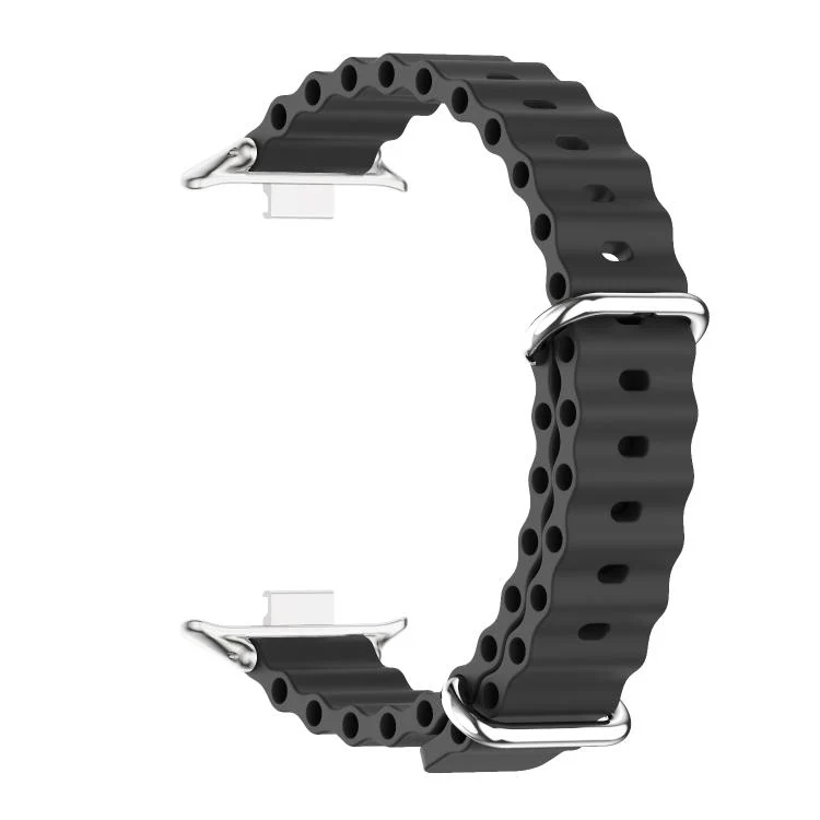 For Xiaomi Band 10 Pro / Redmi Watch 6 / 5 MIJOBS Ocean Silicone Breathable Watch Band(Black+Silver) - Image 4