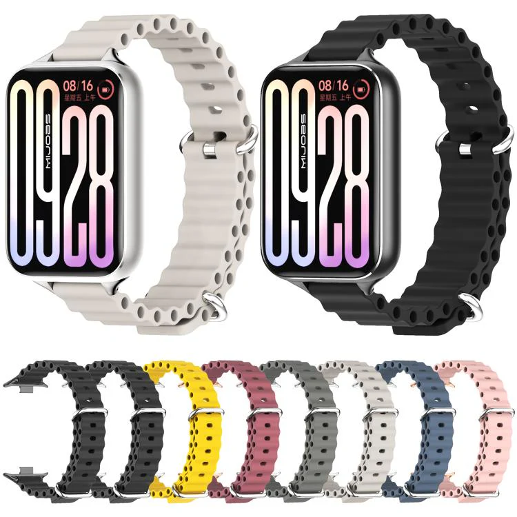 For Xiaomi Band 10 Pro / Redmi Watch 6 / 5 MIJOBS Ocean Silicone Breathable Watch Band(Pink+Rose Gold) - Image 5