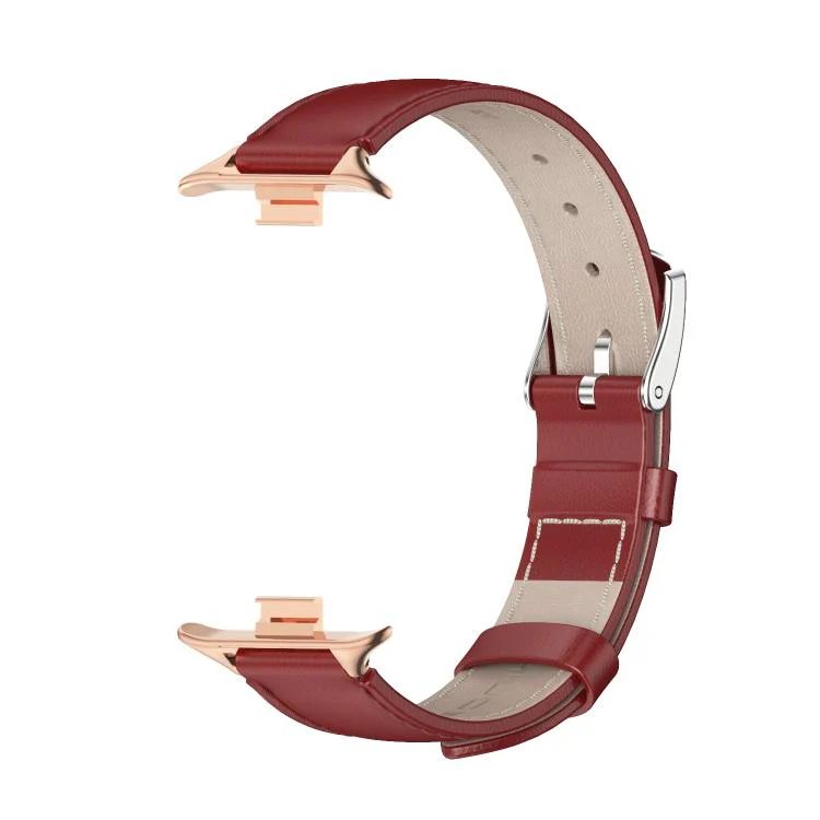 For Xiaomi Band 10 Pro / Redmi Watch 6 / 5 MIJOBS Top Grain Cowhide Watch Band(Red Rose Gold) - Image 2