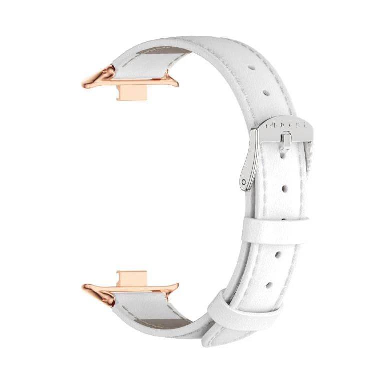 For Xiaomi Band 10 Pro / Redmi Watch 6 / 5 MIJOBS Top Grain Cowhide Watch Band(White Rose Gold) - Image 4