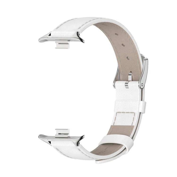 For Xiaomi Band 10 Pro / Redmi Watch 6 / 5 MIJOBS Top Grain Cowhide Watch Band(White Silver) - Image 2