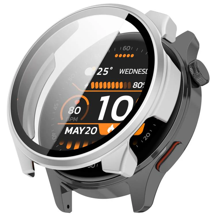 For Xiaomi Haylou Watch 4S Tempered Film Integrated PC Watch Protective Case(Matte Silver)