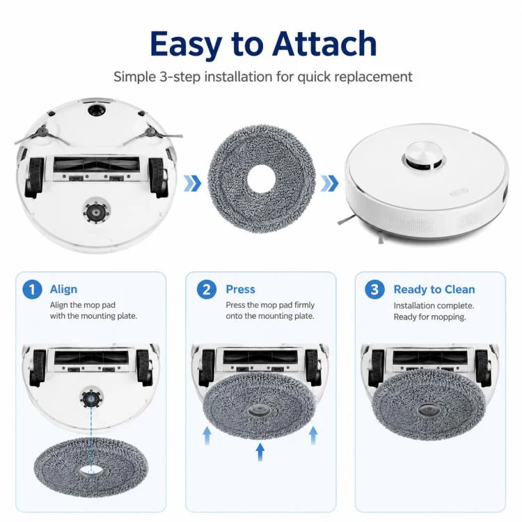 For Xiaomi Mijia Omni Robot Vacuum Mop B101CN / 1S / 2 / 2S Replacement Parts, Grey Fine Mop Pad - Image 7