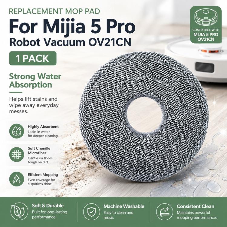 For Xiaomi Mijia Robot Vacuum Cleaner 5 Pro OV21CN Replacement Parts, Thick Striped Mop Pad - Image 4