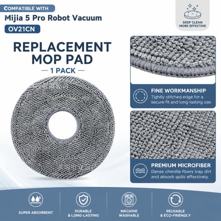 For Xiaomi Mijia Robot Vacuum Cleaner 5 Pro OV21CN Replacement Parts, Thick Striped Mop Pad - Image 5
