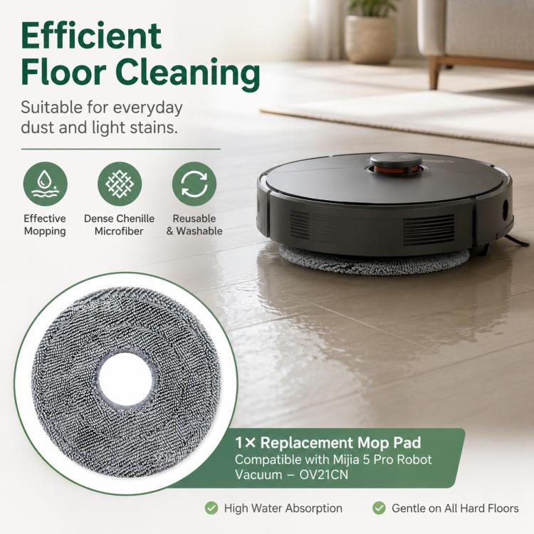 For Xiaomi Mijia Robot Vacuum Cleaner 5 Pro OV21CN Replacement Parts, Thick Striped Mop Pad - Image 8
