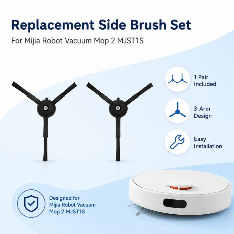 For Xiaomi Mijia Robot Vacuum Mop 2 MJST1S Replacement Parts, Dual Black Side Brush - Image 3