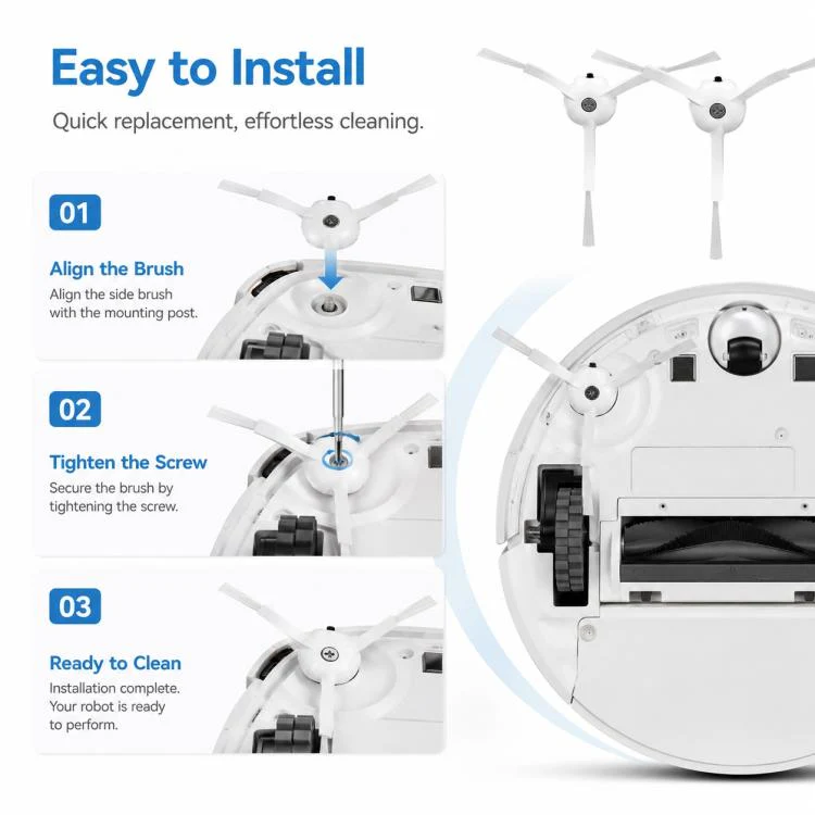 For Xiaomi Mijia Robot Vacuum Mop 2 MJST1S Replacement Parts, Dual White Side Brush - Image 5