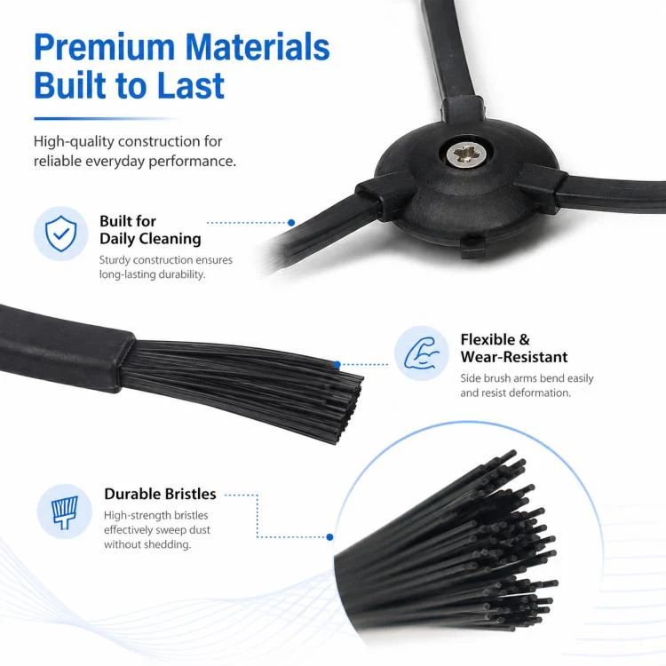 For Xiaomi Mijia Robot Vacuum Mop 2 Pro MJST1S Replacement Parts, Dual Black Side Brush - Image 5
